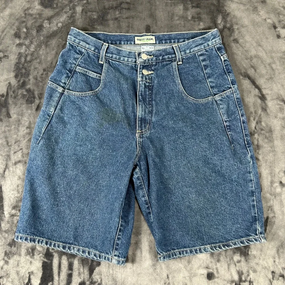 Vintage Guess Jeans Denim Shorts Mens 33 Blue  90s High Rise Double Button